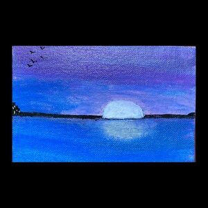Serene Blue and Purple Sunset Painting